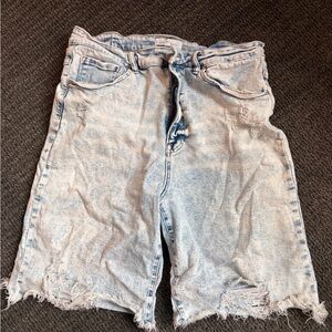Risen Jeans Distressed Light Blue Denim Shorts